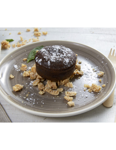 Coulant de chocolate con crumble de galleta