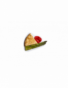 Tortilla de patatas con espárragos verdes y pimiento del...